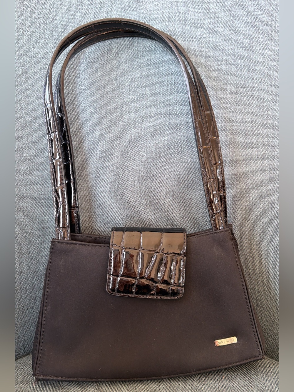 Nine West Purse Black croc-embossed trim on the shoulder straps and flap closure